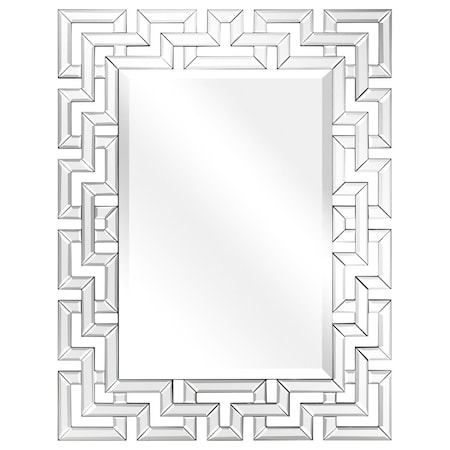 Sekkusu Furniture 31 x 40 in. MDF Base Covered Wall Mirror with Beveled Antique Mirror Panels - 0.75 in. Beveled Edge SE2573376